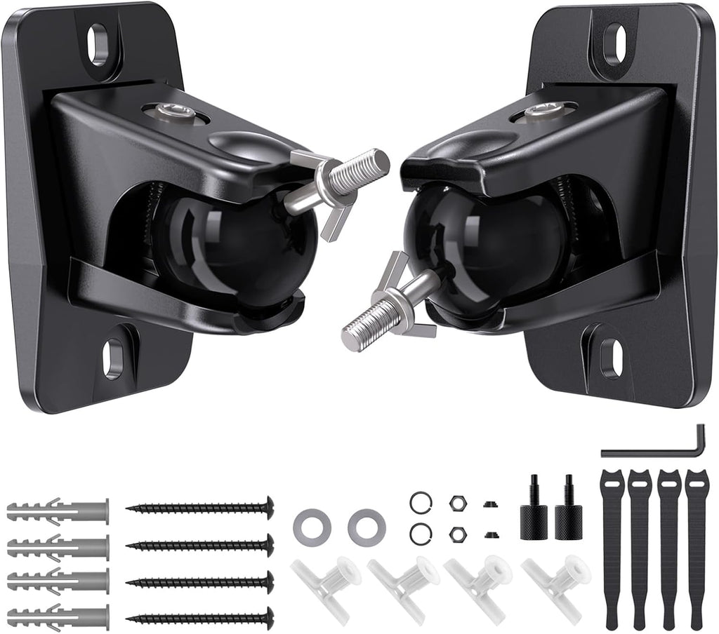 Soporte de Pared Etour para Altavoz Trasero, Soporte Universal para Altavoces Satélite Envolventes Pequeños con Rosca 1/4"-20, M5, M4 y Agujero de Llave, Soporta hasta 5 kg, Compatible Roku, Samsung Q990D, Negro