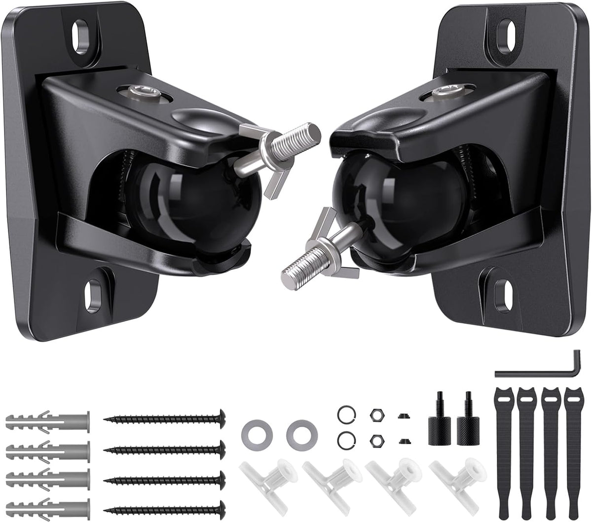 Soporte de Pared Etour para Altavoz Trasero, Soporte Universal para Altavoces Satélite Envolventes Pequeños con Rosca 1/4"-20, M5, M4 y Agujero de Llave, Soporta hasta 5 kg, Compatible Roku, Samsung Q990D, Negro