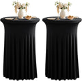 Dimatic Paquete de 2 manteles de cóctel altos negros, manteles elásticos para mesa de cóctel con faldón, manteles redondos de spandex de 81 cm (32 pulgadas) para fiestas, bodas, banquetes y cumpleaños.