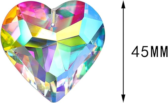 HDCRYSTALGIFTS 6 piezas de 1.969 in de cristal de prisma de corazón atrapasoles ventana atrapasoles cristales colgantes decoraciones arco iris fabricante colgante adornos de vidrio para el día de San Valentín/Día de Galentinos