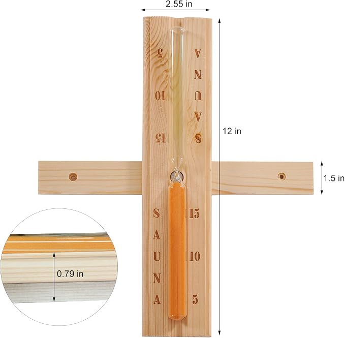 Reloj de arena de 15 minutos para sauna, temporizador giratorio de madera (madera de cicuta)