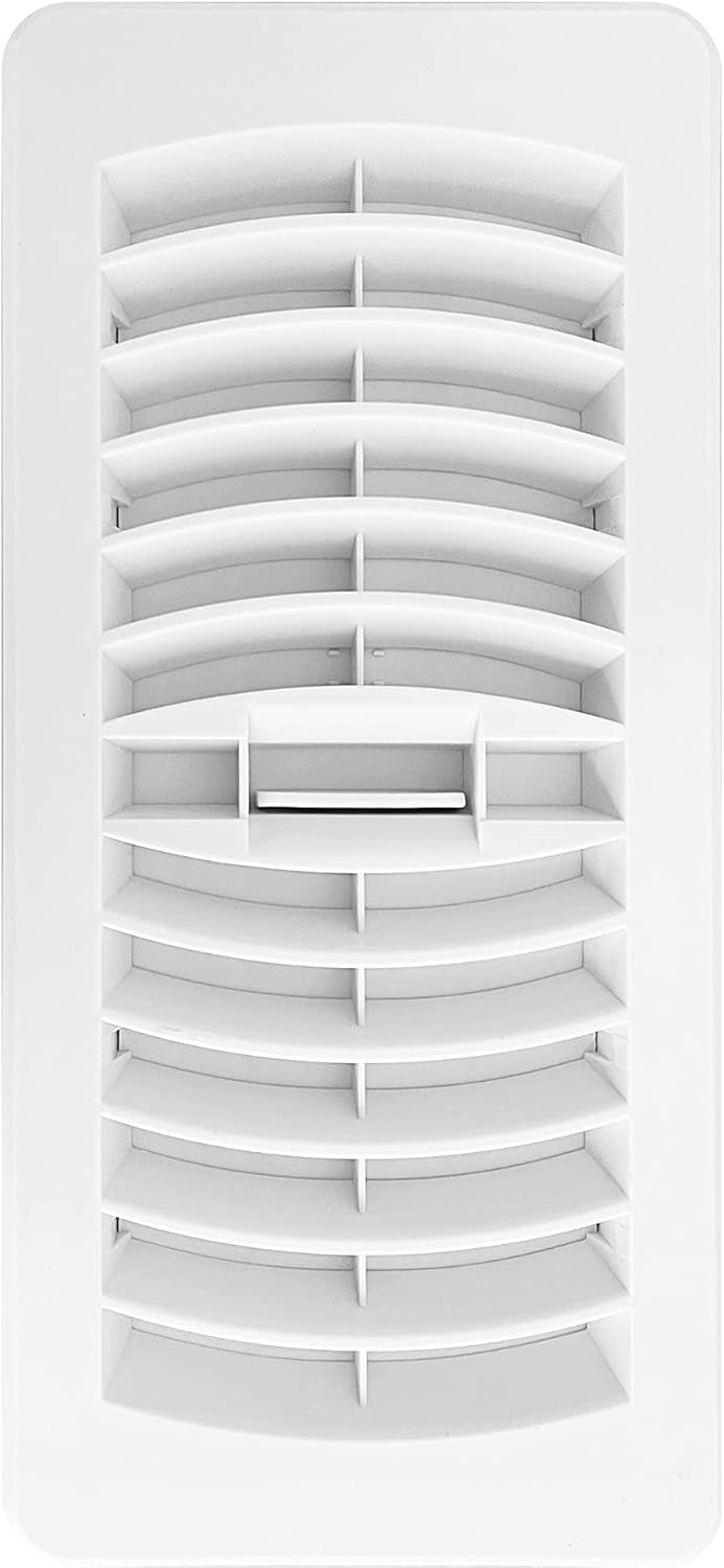 Rejilla de Ventilación Decorativa para Piso 3" x 10" – Plástico Blanco con Palanca Ajustable