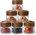 Zoaiirte 6-Pack 10 oz Airtight Food-Grade Glass Mason Jars with Acacia Wood Lids - Sealable, Waterproof & Stackable Canister Set for Overnight Oats, Dry Goods, Baking Supplies & Pantry Organization