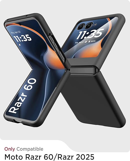 Funda Miimall para Motorola Razr 60 (2025), [Protector de pantalla externo] Resistente militar, a prueba de golpes, antiarañazos, antipolvo, elegante y delgada, color negro.