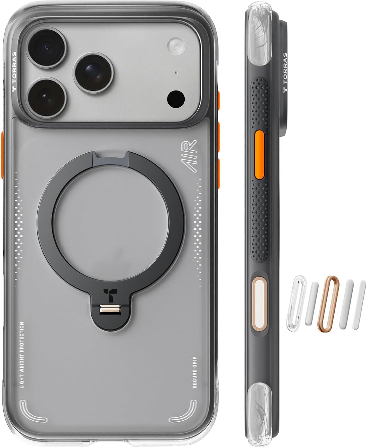 Funda TORRAS Ostand Q3 Air iPhone 17 Pro Max Soporte Magnético 360° Compatible MagSafe Grado Militar Prueba Caída Control Cámara Antichoque 17.5 cm Negro Sombra