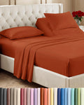 Juego de sábanas Flex Top Split Head King de 4 piezas - Juego de sábanas ultrasuaves, transpirables y refrescantes - Ropa de cama de lujo para hotel para hombres y mujeres con bolsillos profundos - No se arruga ni se decolora - Certificación - Terracota