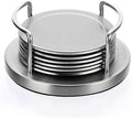 JUXYES Juego de 6 posavasos redondos de acero inoxidable con soporte y parte inferior de esponja, juego de posavasos de metal plateado, impresionantes posavasos geniales para decoración de restaurante, cocina, bar, mesa de comedor
