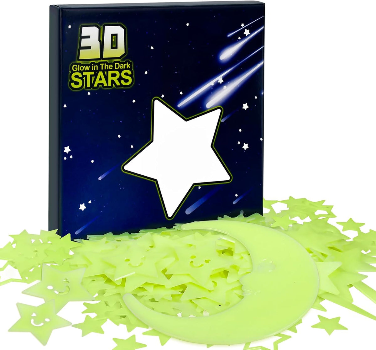 Estrellas Fluorescentes que Brillan en la Oscuridad — Stickers para Techo y Decoración de Habitación