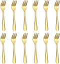Evanda Tenedores de Postre Dorados  5.62 Pulgadas | Bano de Titanio Dorado | Tenedor para Fruta, Pastel y Queso | Apto para Lavavajillas