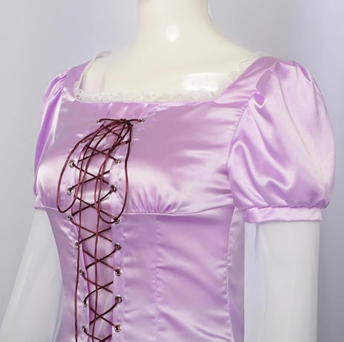 Disfraz de Rapunzel Mujer Largo Vestido de Princesa Adulta Halloween Carnaval Navidad Cumpleaños Fiesta Cosplay Costume Altura 155-175 cm