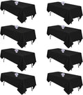 Pepmily Paquete de 8 manteles negros de 60x126 pulgadas para mesas rectangulares de 8 pies, resistentes a las arrugas, lavables, para comedor, bodas, banquetes, campamentos y fiestas.
