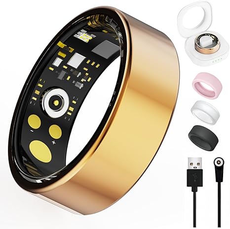 Smart Health Ring for Women Men Fitness Tracker with Heart Rate, Blood Oxygen, Blood Pressure, Sleep Monitoring, Step Counting, IP68 Waterproof for iPhone and Android, No Subscription Fee, Rose Gold6#