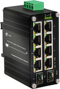 Conmutador PoE pasivo industrial de 24 V y 8 puertos con 2 ranuras SFP, Gigabit PoE de 10/100/1000 Mbps compatible con riel DIN, entrada de 24 V y salida de 24 V (no compatible con transferencia VLAN). 