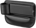 USADO-Organizador de Hueco de Asiento de Coche con Portavasos | Caja de Cuero Multifuncional Universal para Teléfonos, Lentes, Llaves y Tarjetas | Negro