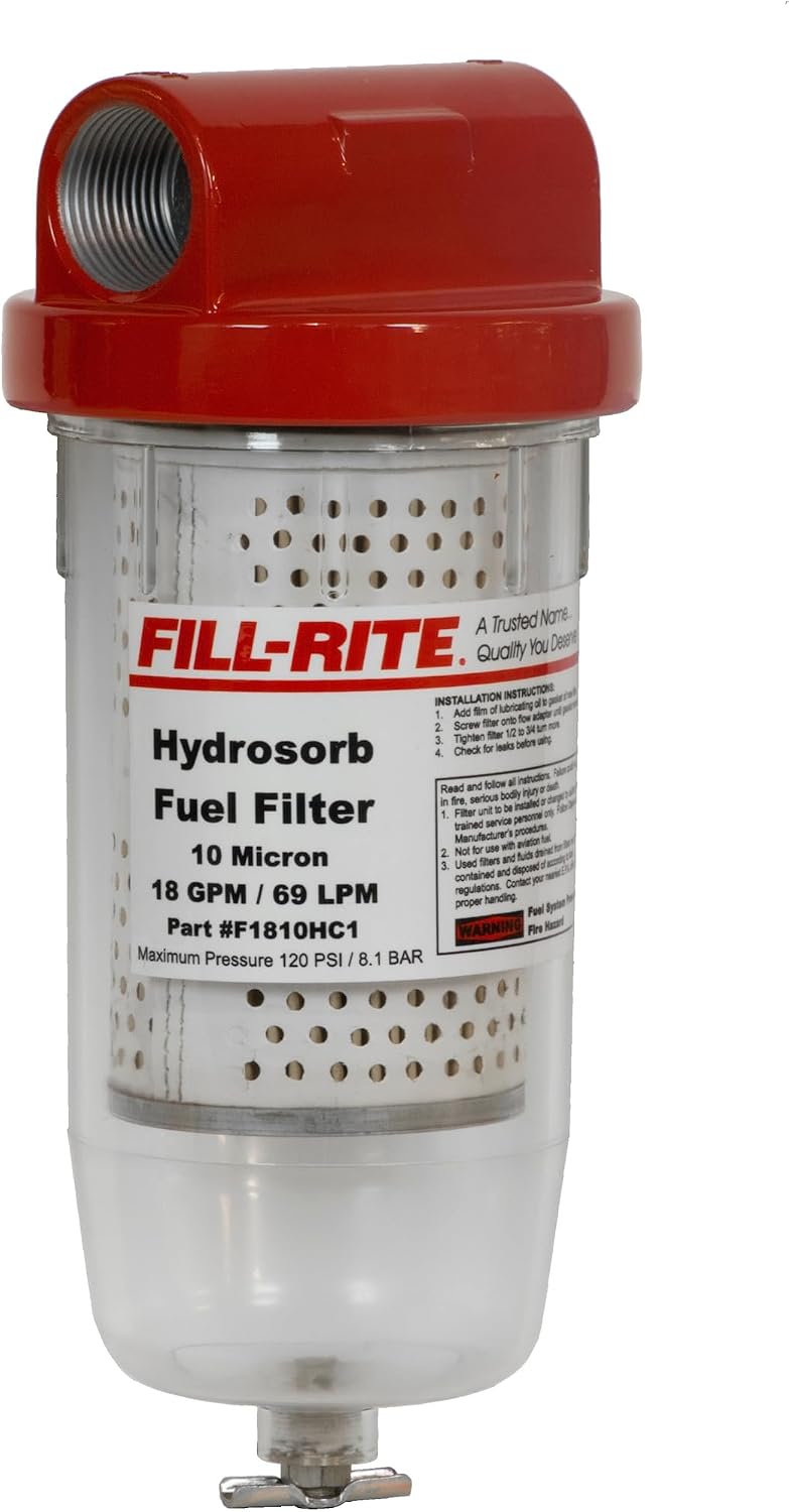 Filtro de Combustible Fill-Rite F1810PC1 – 1", 68 LPM, 10 Micrón con Tazón Transparente