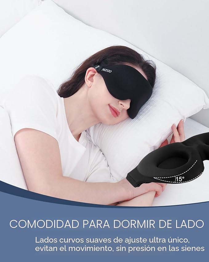 Máscara de dormir de lujo MZOO para hombres y mujeres que duermen de lado, máscara de dormir 3D sin presión en los ojos, máscara de noche con bloqueo de luz y diseño patentado, suave cubierta