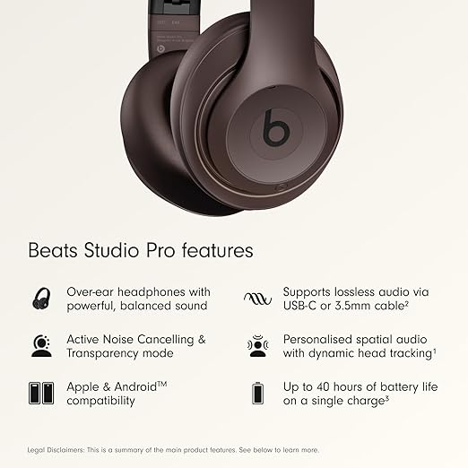 Beats Studio Pro - Auriculares inalámbricos premium con cancelación de ruido - Hasta 40 horas de duración de batería, cancelación activa de ruido, audio sin pérdidas USB-C, compatible con Apple