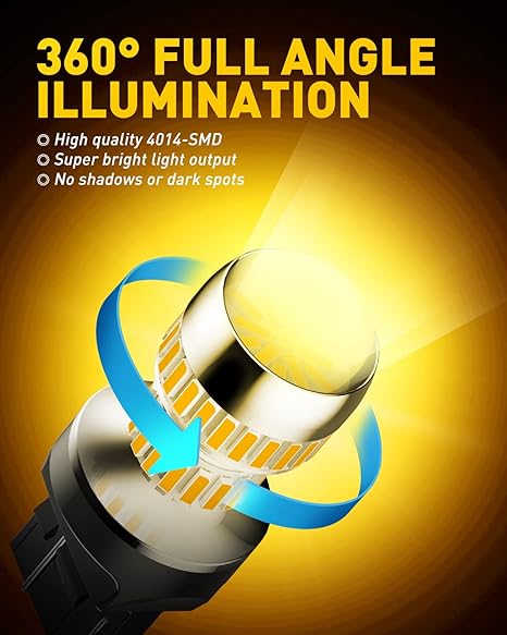 AUXITO Luces direccionales LED 7443 7440 T20 7440A bombillas LED ámbar amarillo brillante 7441 7444 7444NA W21W luces LED de repuesto para luces intermitentes delanteras y traseras (paquete de 2)