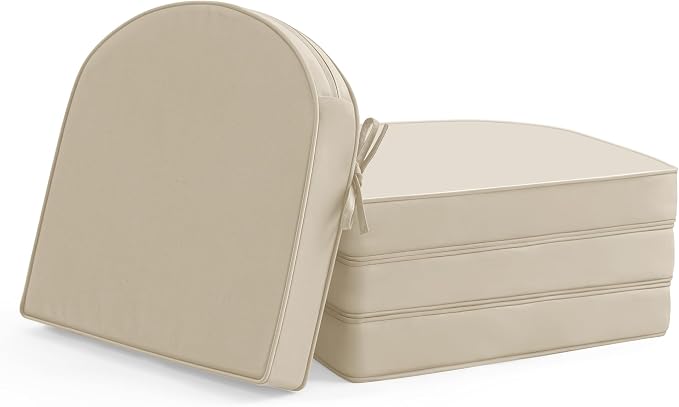 Juego de 4 cojines para sillas de exterior: impermeables y resistentes a la decoloración, cojines para muebles de patio, 17 x 16 x 2 pulgadas, almohadillas de asiento antideslizantes de esquinas