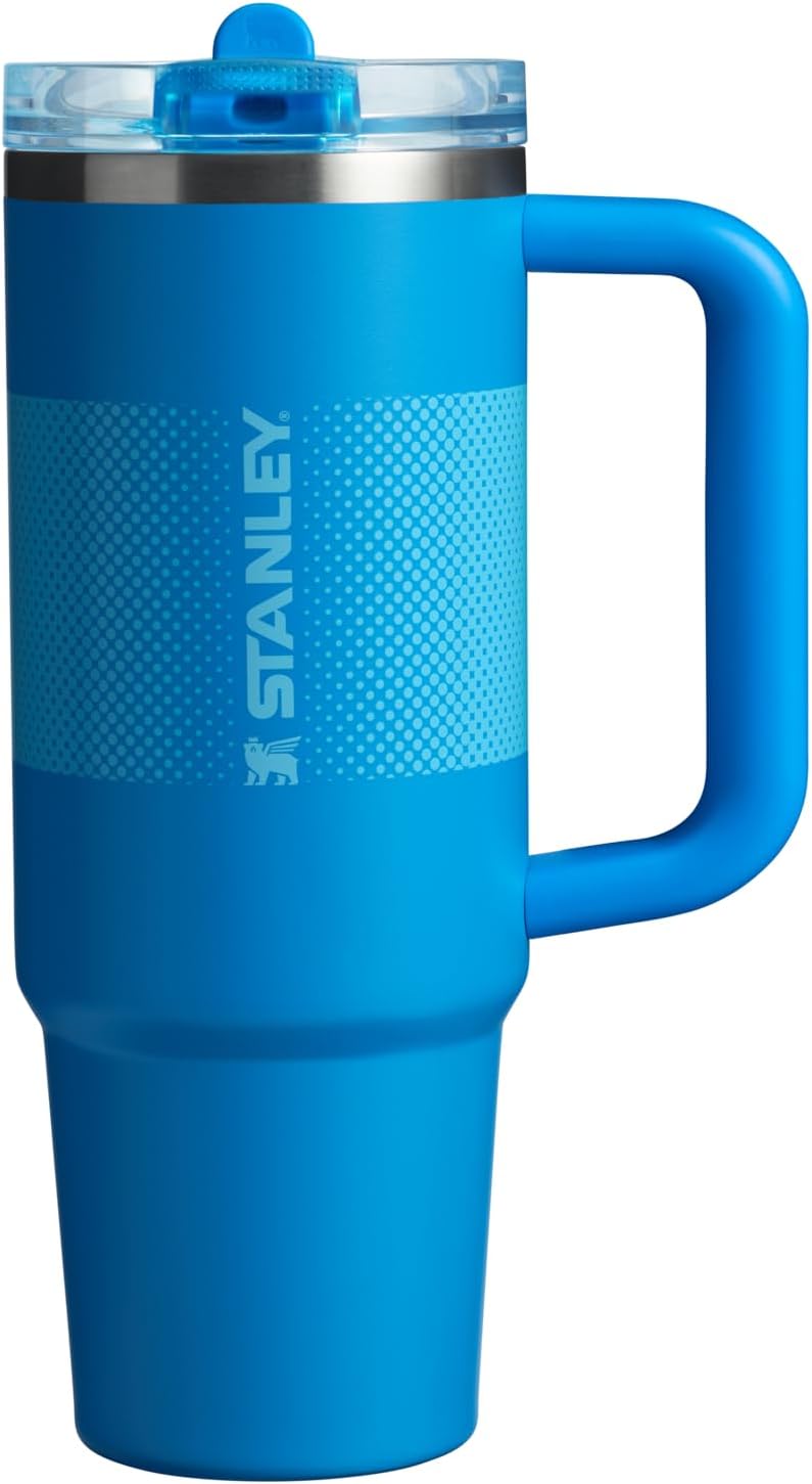 Vaso STANLEY Quencher ProTour con pajita y tapa antigoteo | Pajita y asa integradas | Compatible con portavasos para viajes | Vaso térmico de acero inoxidable | Sin BPA 
