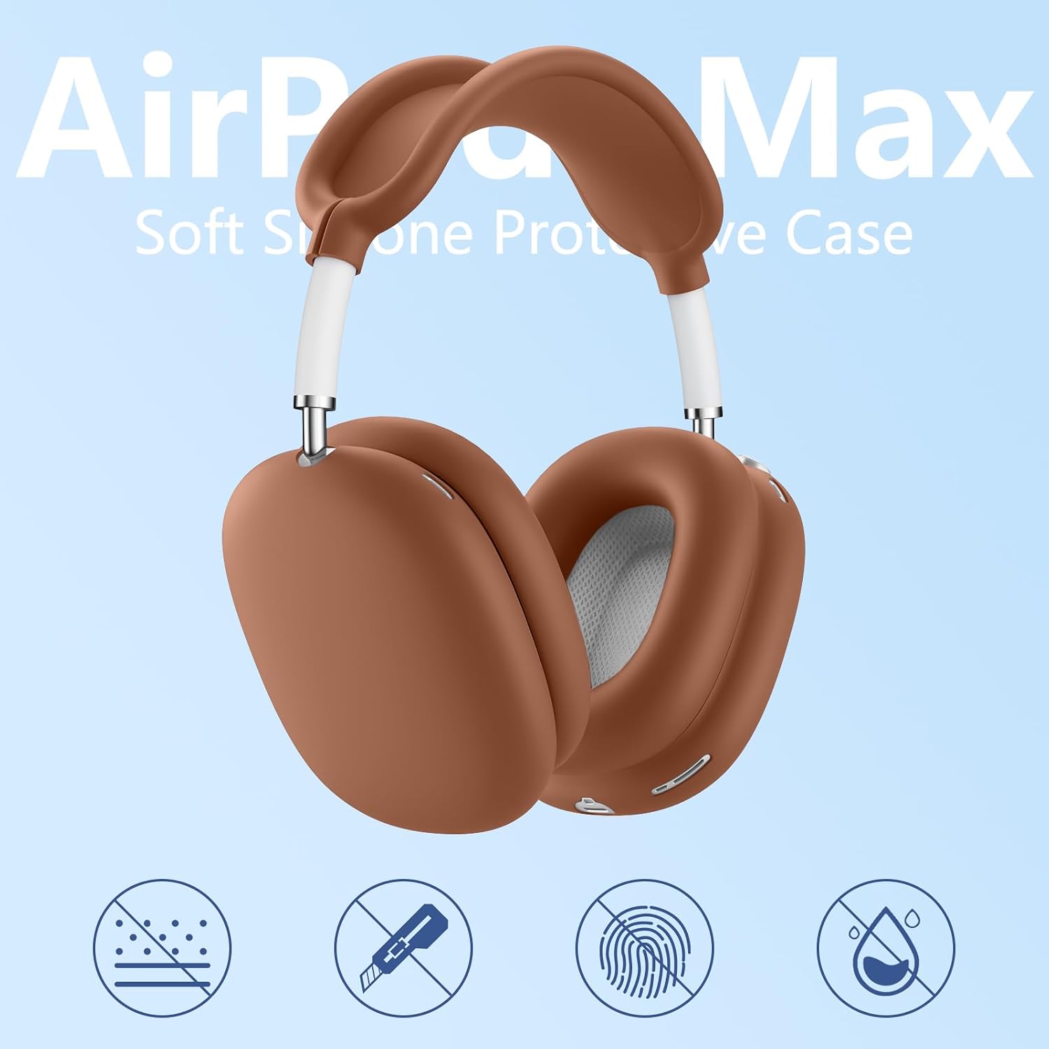 [4 en 1] Funda de silicona para AirPods Max USB-C (2024), funda protectora antiarañazos y resistente al sudor para almohadillas, auriculares y diadema. Accesorios de silicona para auriculares AirPods Max (Dune).