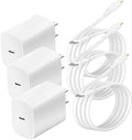 Cargador rápido para iPhone [certificado MFi], paquete de 3 enchufes de pared con cable de carga de 6 pies, cable USB C a Lightning 13/13 Pro Max/12/12 Mini/Pro/11/XS/X/8Plus/iPad AirPods
