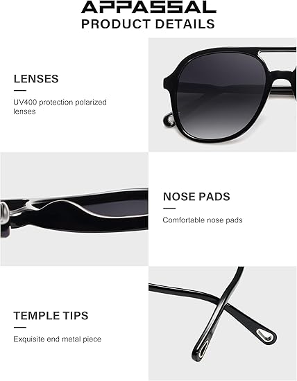 Gafas de sol polarizadas retro para mujer y hombre, estilo vintage, doble puente cuadrado