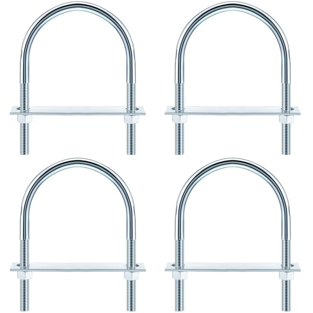 Pernos en U de acero al carbono galvanizado con placas y tuercas para fijación (4 juegos, 1/2 x 4-1/2 x 7 pulgadas) 