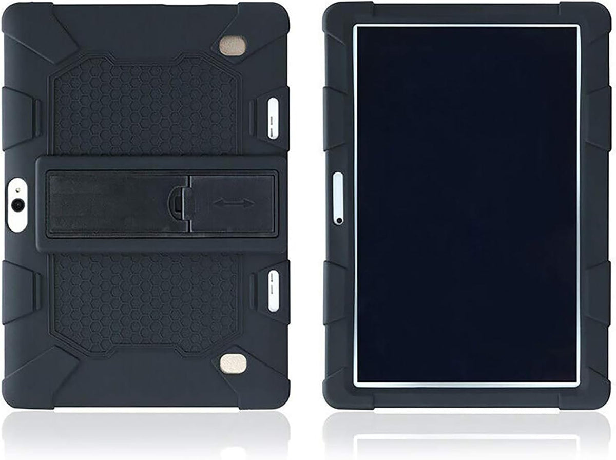 Funda universal de silicona para tablet de 10,1 pulgadas, a prueba de golpes, con soporte, suave, delgada y antideslizante. Compatible con tablets Android para niños, BBK R30/R10/H9/K10plus (24x17cm) (Negro).