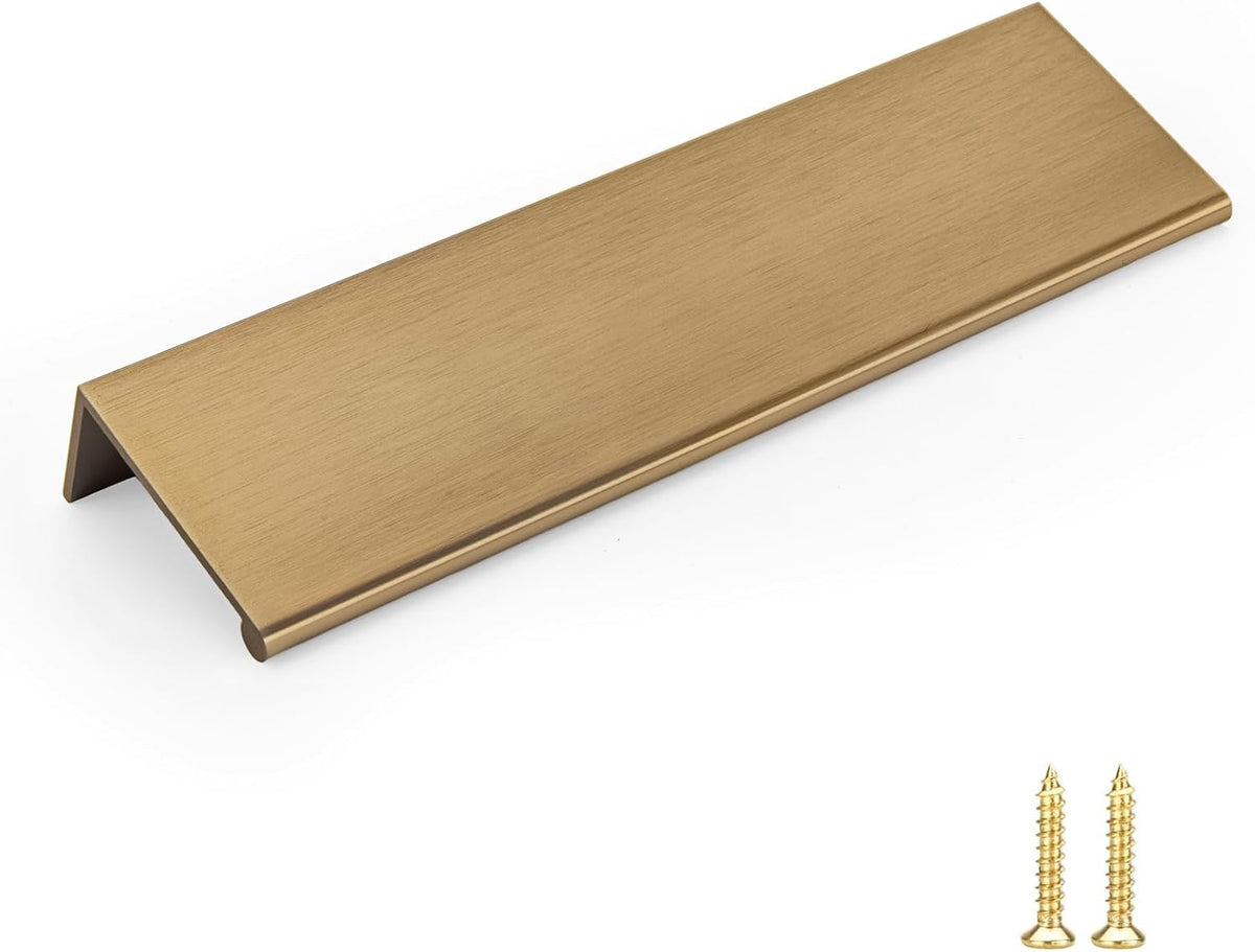 Jaladeras de Borde Finger Pull Goldenwarm – Pack de 10, 5" Bronce Dorado Cepillado para Gabinetes y Cajones