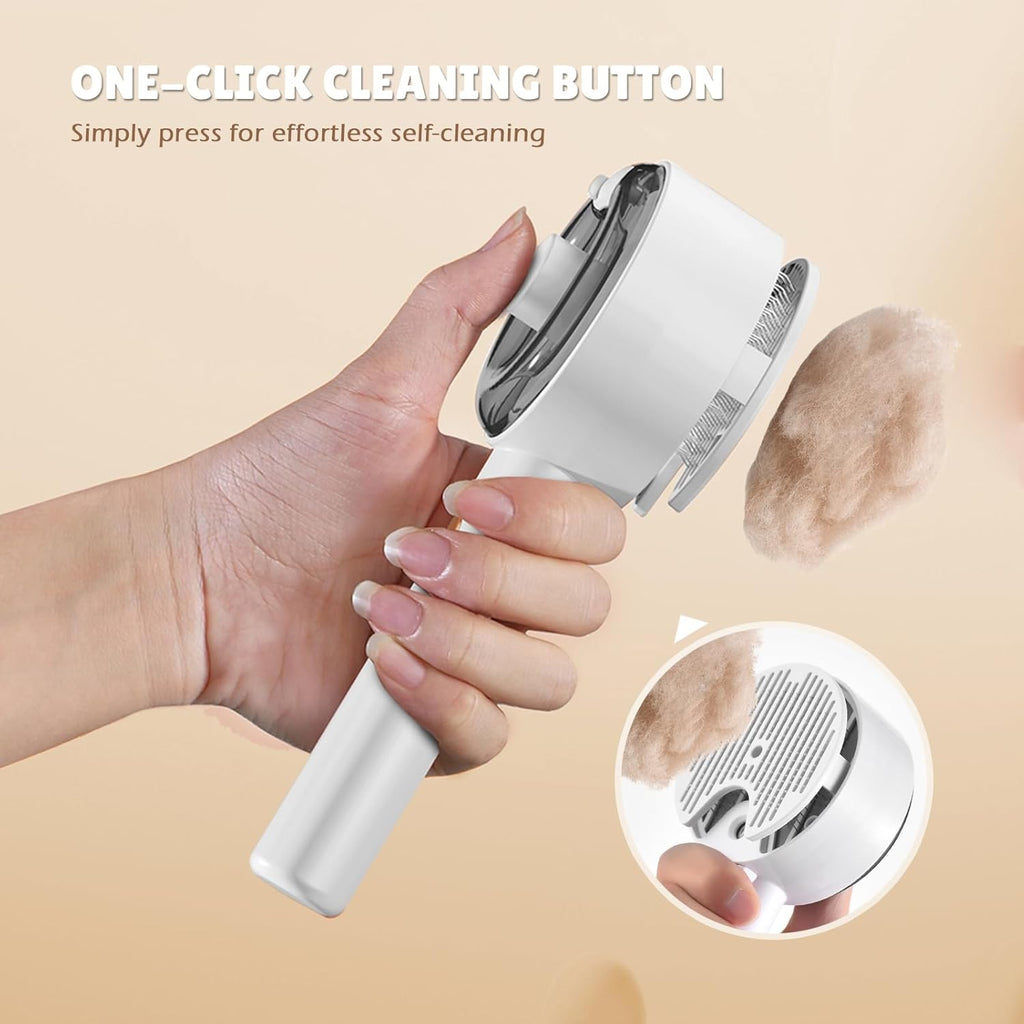 4 in 1 Cat and Dog Steam Brush Self-Cleaning with Water Tank - Pet Grooming and Massage Brush (Ivory)