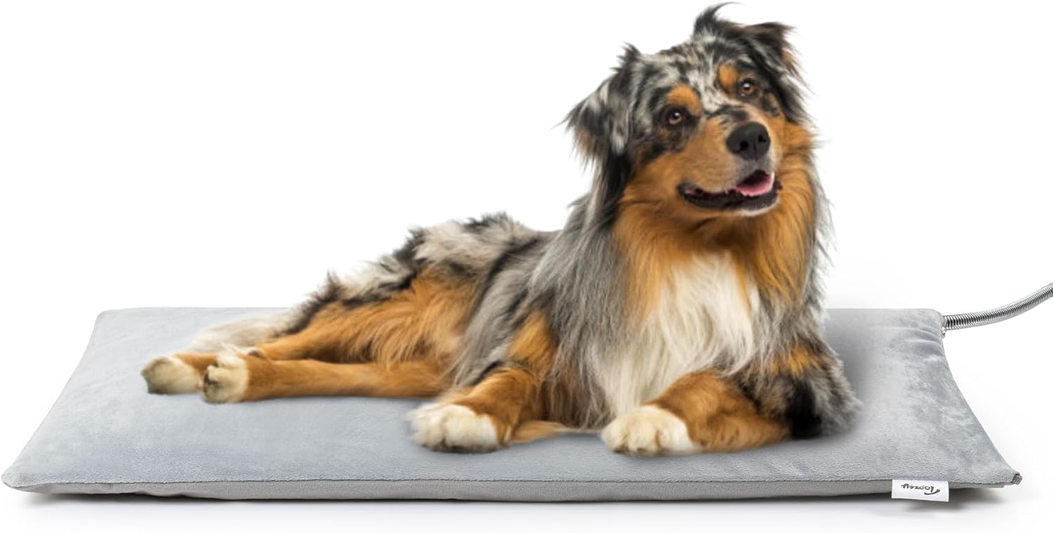 Almohadilla térmica para mascotas Toozey de 89 x 61 cm, extremadamente impermeable, para perros y gatos, con control termostático, cable resistente a mordidas, manta eléctrica suave con protección contra sobrecalentamiento. 