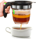 Separador de grasa con liberación inferior, separador de salsa de 4 tazas para cocinar con colador de aceite, separador de grasa de cocina con pelador multifuncional 3 en 1 (verde) 