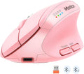 Ratón Ergonómico Vertical Inalámbrico MEETION – Rosa, Bluetooth 5.2 + USB, 4 DPI 800–2400, Recargable, para Windows y Mac
