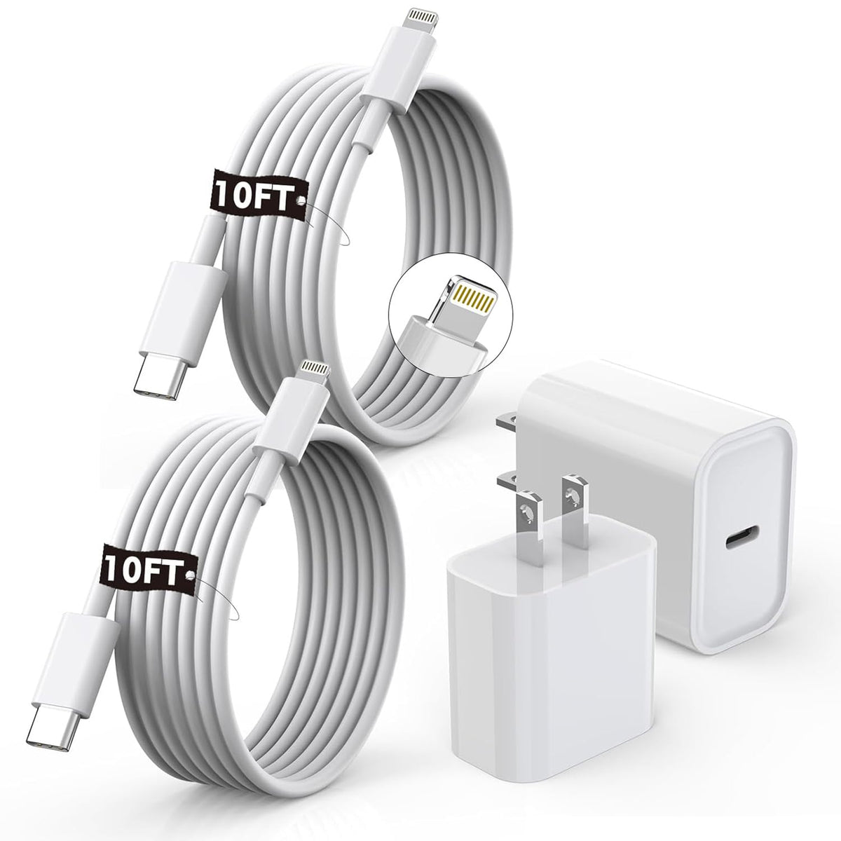 Cable Lightning USB-C MFi Certificado x2 – 3 Metros, Carga Rápida para iPhone 14, 13, 12, 11, XS, XR, X, SE