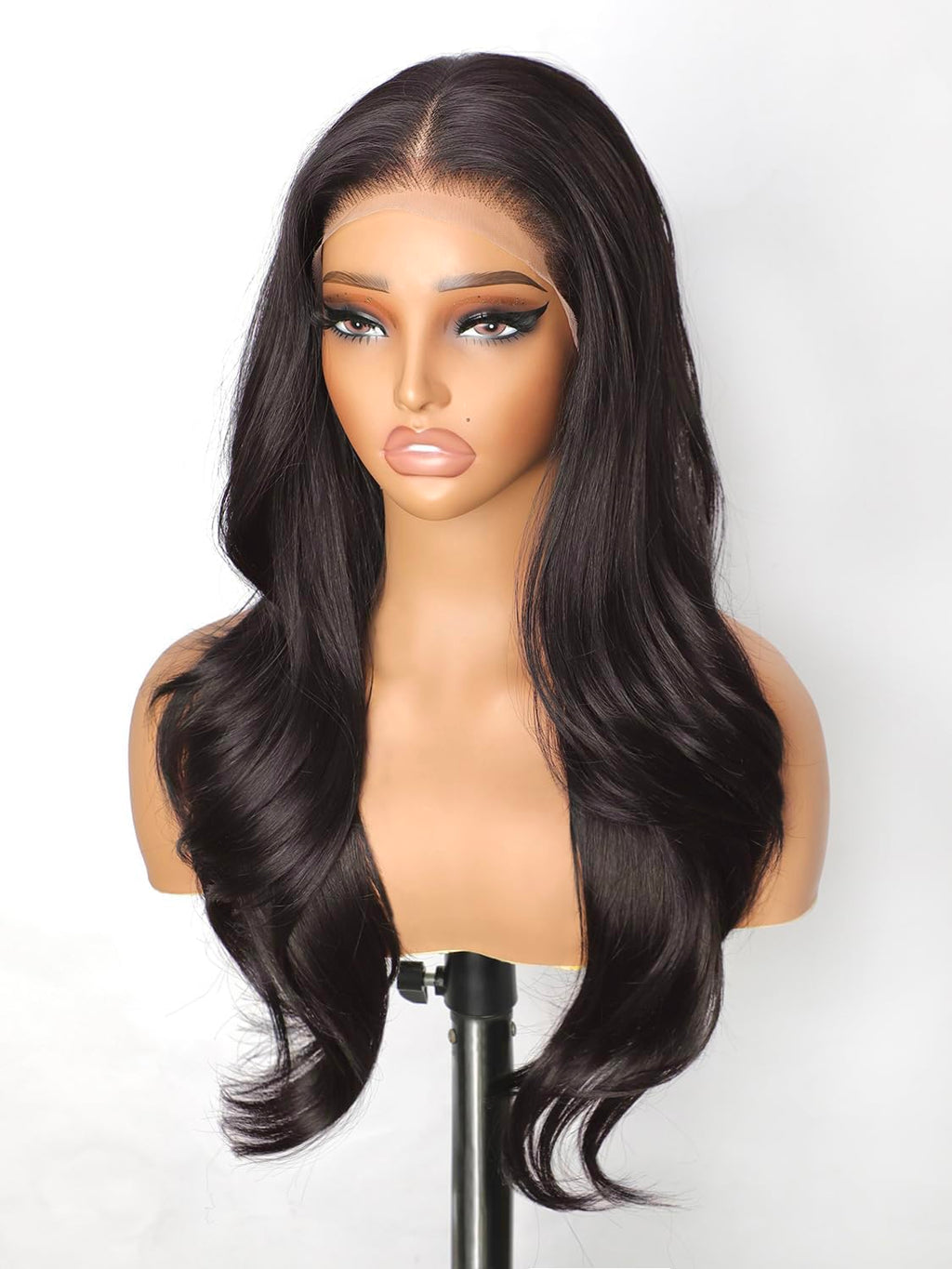 Peluca Lace Front Café Chocolate cuiud | 13x4 HD Sin Pegamento | Pre-Depilada para Principiantes | Sintética Ondulada en Capas | 66 cm