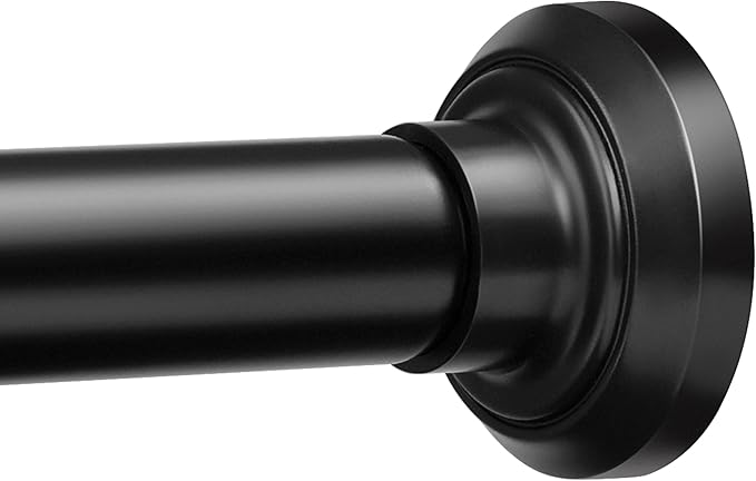 ENJOYBASICS Barra de cortina de ducha negra mate de 30 a 76 pulgadas, barras de tensión de resorte ajustables de acero inoxidable de 1 pulgada, sin taladro, para baño, armario, ventana