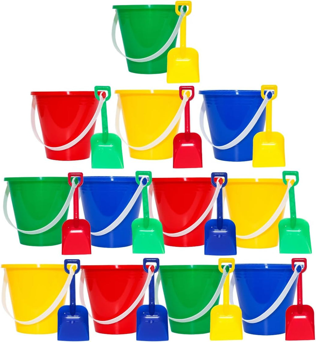 USADO-Holady Cubetas de Playa 12 Piezas 12.7cm con Palas | Baldes de Arena para Diversion en la Playa | Accesorio de Fiesta de Verano