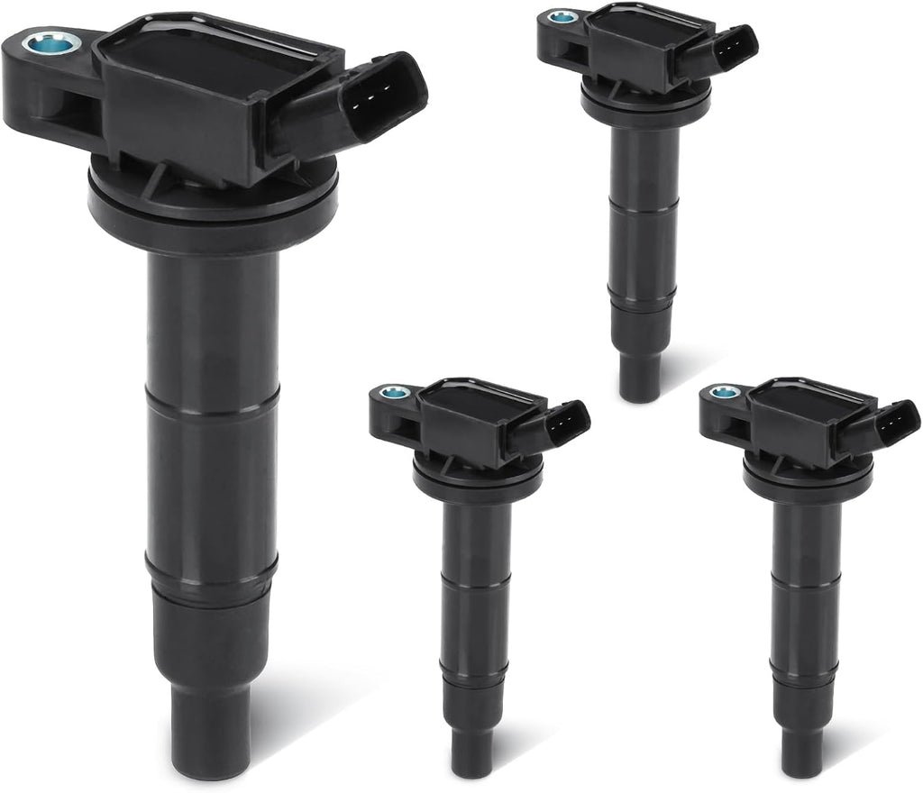 Juego de bobinas de encendido 2.4L 2.4 Compatible con Toyota Camry Corolla Highlander Matrix RAV4 Solara para Scion tC xB para Lexus HS250h para Pontiac Vibe Reemplaza UF333 C1330 9091902244 Negro