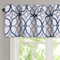 Cenefas opacas H.VERSAILTEX para cocina/baño - Cenefas térmicas aislantes para sala de estar/dormitorio, con bolsillo para barra, 1 panel, 52 x 18 pulgadas, diseño geométrico en azul vaquero oscuro y gris.