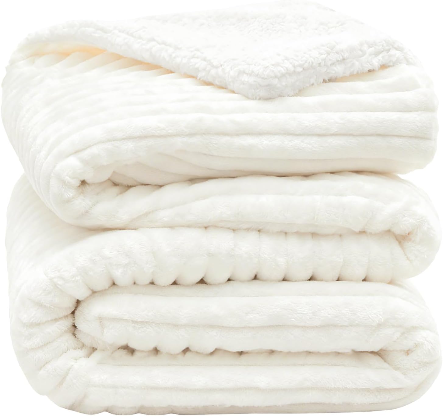 Cobija Sherpa Fleece Queen INFIIXSO – Suave, Cálida y Reversible, 90x90 Pulgadas, Color Crema