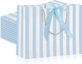 Jaloro 12 Bolsas de Regalo con Asas Rayas Azul y Blanco | 12.6x9.8x4.3 Pulgadas | Para Dama de Honor, Boda, Baby Shower y Fiestas | Tema Costero Playero | Recuerdos