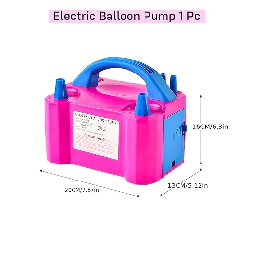 Bomba de aire eléctrica para globos Party Propz de 220 V y 600 W con doble boquilla - Paquete de 1 bomba de aire para globos | Soplador de globos | Inflador de globos eléctrico (rosa)
