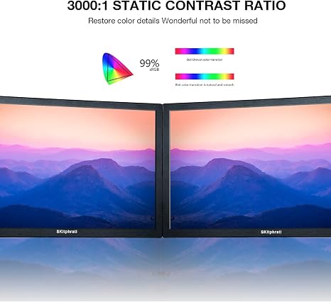 Monitor LED SKitphrati 15.6 Pulgadas | FHD 1080P VA | 99% sRGB | HDMI VGA | Soporte VESA | Negro