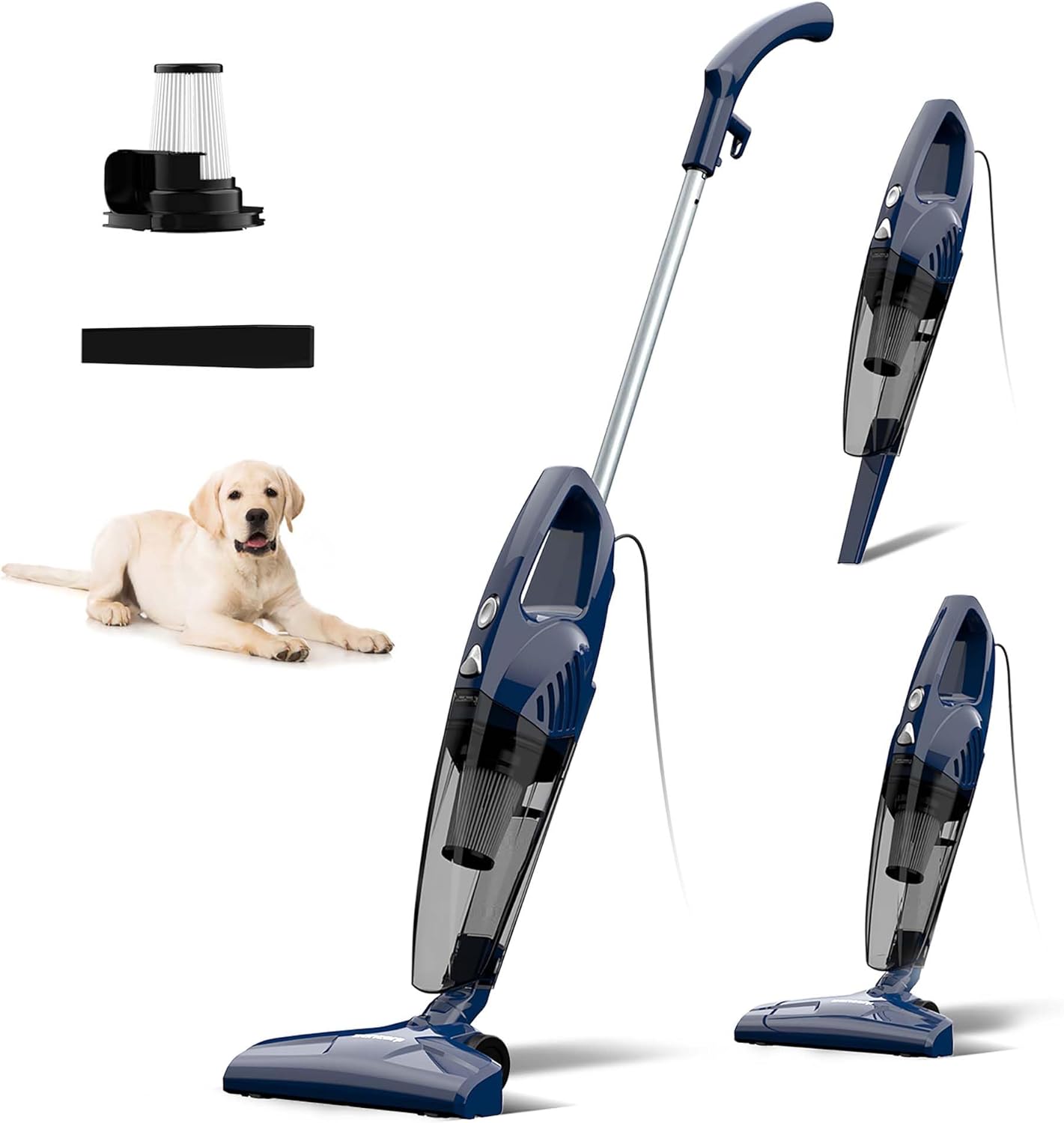 Sancorp Corded Stick Vacuum Cleaner, 3-in-1 Handheld with 180°Left-Right Steering, 14KPA Powerful Suction for Pet Hair on Hard Floors & Carpet, HEPA Filter, Lightweight, 16.4ft Cord, 0.7L Capacity
