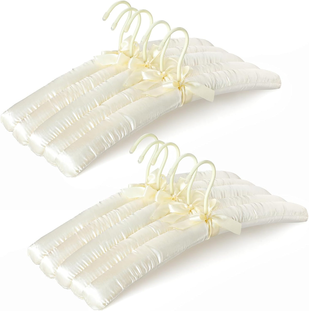 Pack x10 Perchas Acolchadas de Satén TOPIA HANGER 17" – Espuma Gruesa Sin Protuberancias para Suéteres, Abrigos y Vestidos – Marfil