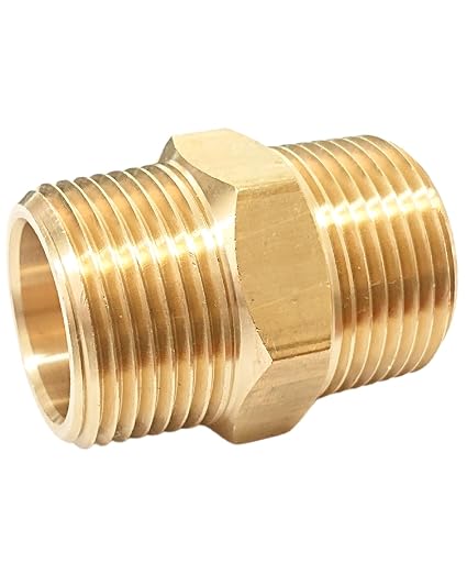 Adaptador de Tubería Macho Hexagonal de Latón NPT 1" x 1" – Rosca Exterior 1.25"