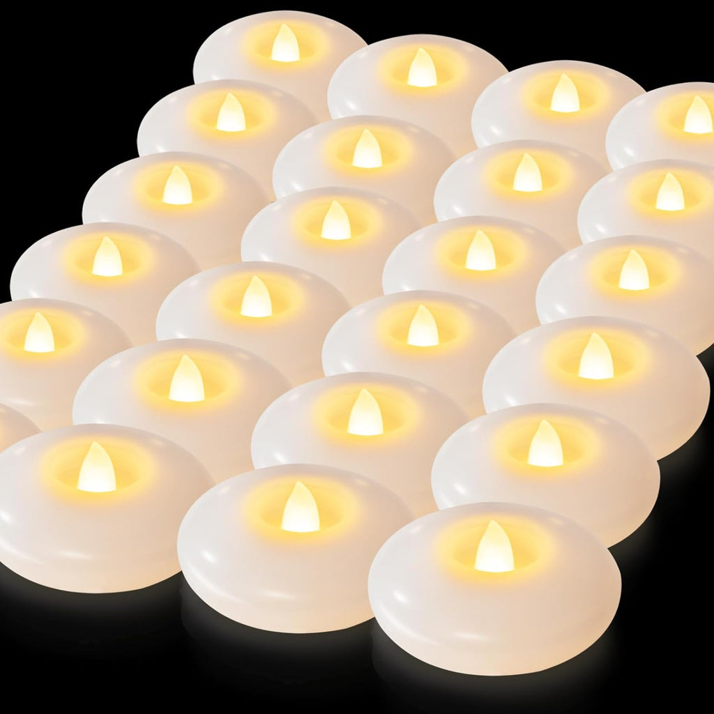 5plots Paquete de 12 velas flotantes sin llama de 200 horas, velas LED blancas impermeables de 7,6 cm para jarrones de boda, centros de mesa, decoración de fiestas, propuestas de matrimonio y piscinas.