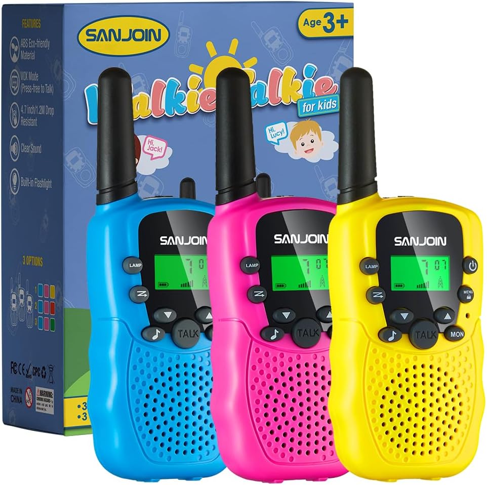Walkie Talkies para Niños – Alcance 3 Millas, Reducción de Ruido, Resistente a Caídas, 3-9 Años