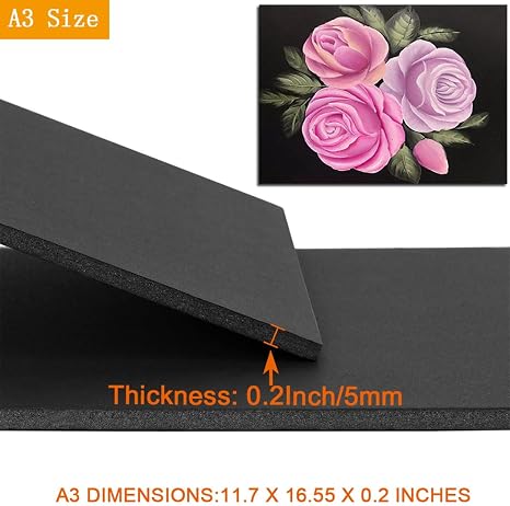 LOSYHU 20 Planchas de Foam Negro A3 – 11.7"x16.5", 5mm de Grosor, Para Presentaciones, Escuela, Oficina y Proyectos de Arte
